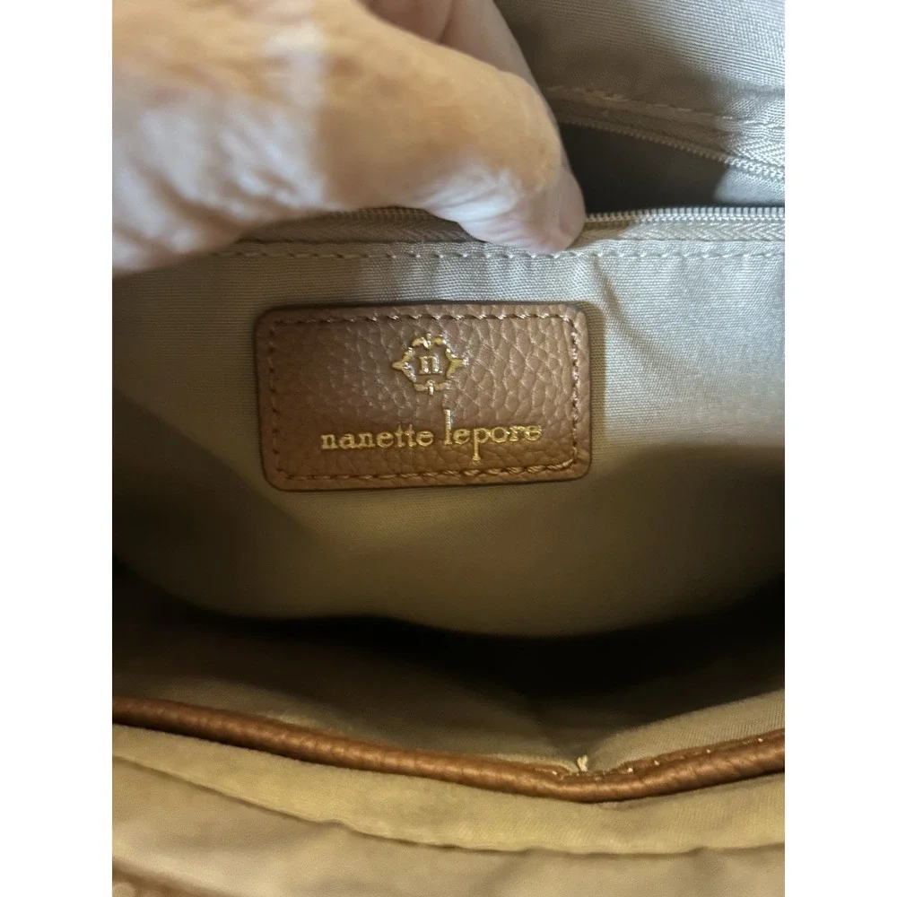Nanette‎ Lepore Pebbled Leather Zip-Top Tote Brown!